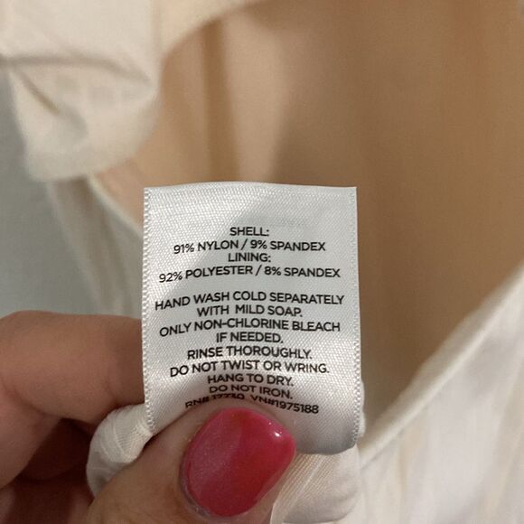 Shade & Shore-cream-one piece swimsuit- tie shoulder strap- cut out back-Size XL - Picture 8 of 10